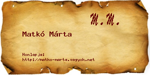 Matkó Márta névjegykártya